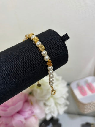 Dior Pearl CD Letter Charm Bracelet