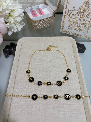 Dior Oblique Star Medallion Pearl Necklace