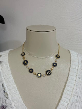 Dior Oblique Star Medallion Pearl Necklace