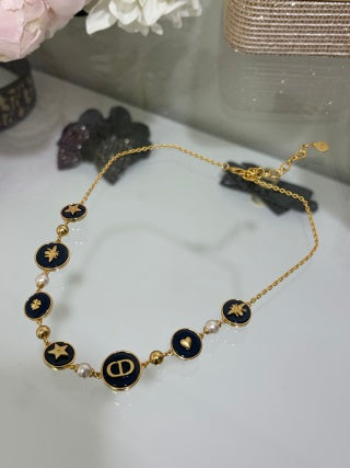 Dior Oblique Star Medallion Pearl Necklace
