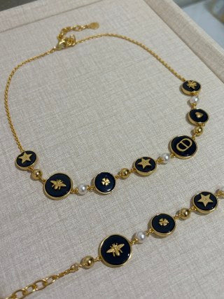 Dior Oblique Star Medallion Pearl Necklace