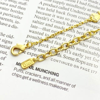 Dior CD Pearl Heart Charm Gold Bracelet