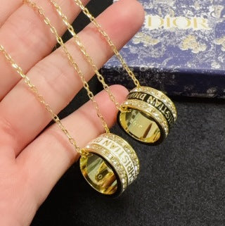 Dior Oblique Medallion Cylinder Pendant Necklace
