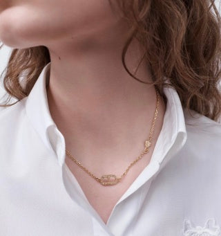 Dior CD Minimal Gold Chain Necklace