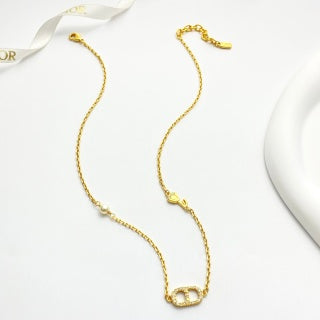 Dior CD Minimal Gold Chain Necklace