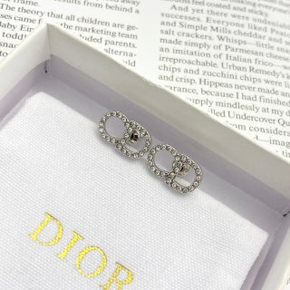 Dior Crystal CD Double Oval Stud Earrings