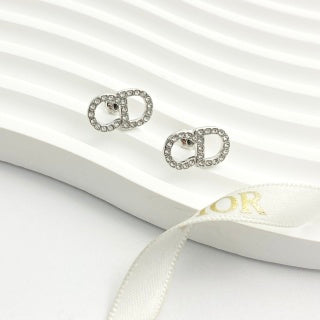 Dior Crystal CD Double Oval Stud Earrings