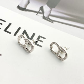 Dior Crystal CD Double Oval Stud Earrings