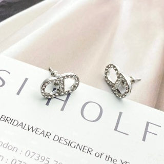 Dior Crystal CD Double Oval Stud Earrings