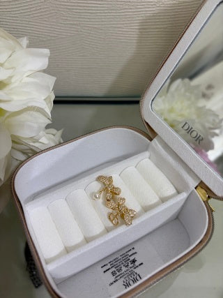 Dior Butterfly Pearl Crystal CD Stud Earrings