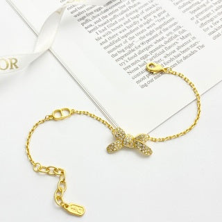 Dior Butterfly Crystal Gold Chain Bracelet