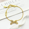 Dior Butterfly Crystal Gold Chain Bracelet