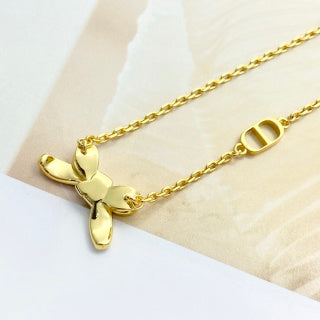 Dior Butterfly Crystal Gold Chain Bracelet