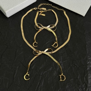 Dior Bow CD Letter Gold Chain Bracelet