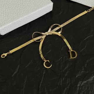 Dior Bow CD Letter Gold Chain Bracelet