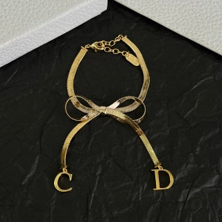 Dior Bow CD Letter Gold Chain Bracelet