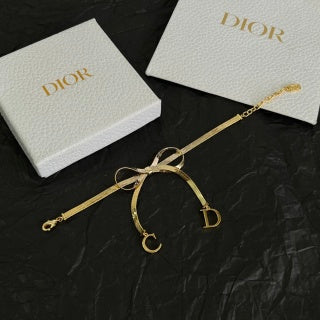 Dior Bow CD Letter Gold Chain Bracelet