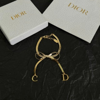Dior Bow CD Letter Gold Chain Bracelet