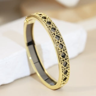 Dior Oblique Lacework Gold Bangle Bracelet