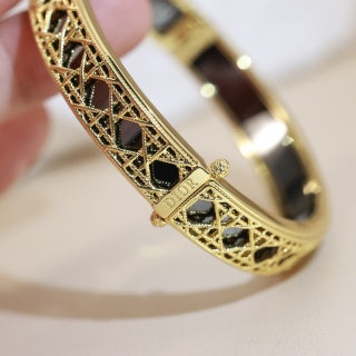 Dior Oblique Lacework Gold Bangle Bracelet