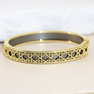 Dior Oblique Lacework Gold Bangle Bracelet