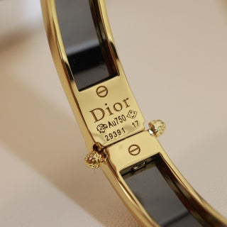 Dior Oblique Lacework Gold Bangle Bracelet
