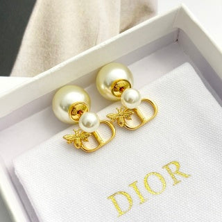 Dior Pearl CD Butterfly Stud Earrings
