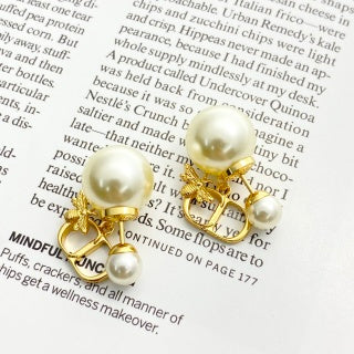 Dior Pearl CD Butterfly Stud Earrings