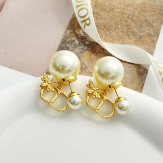 Dior Pearl CD Butterfly Stud Earrings