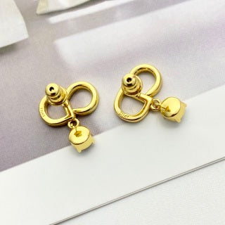 Dior CD Crystal Ribbon Drop Stud Earrings