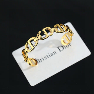 Dior CD Link Chain Gold Cuff Bracelet