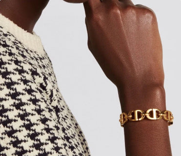 Dior CD Link Chain Gold Cuff Bracelet