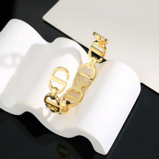 Dior CD Link Chain Gold Cuff Bracelet