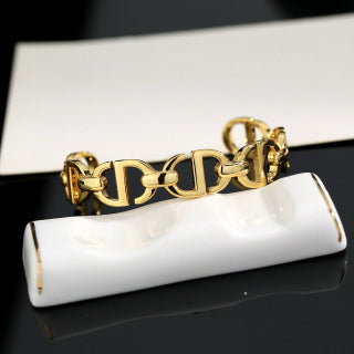 Dior CD Link Chain Gold Cuff Bracelet