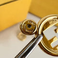 Fendi Golden Orbit Crystal Loop Stud Earrings