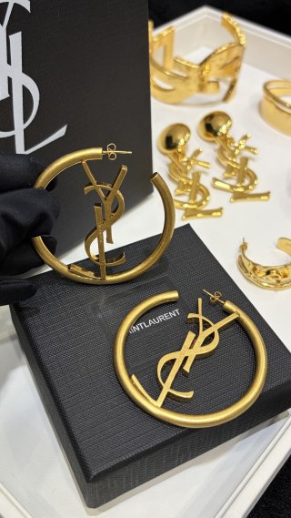 YSL Monogram Arc Hoop Earrings