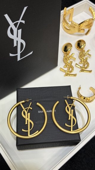 YSL Monogram Arc Hoop Earrings