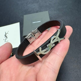 YSL Monogram Leather Wrap Bracelet
