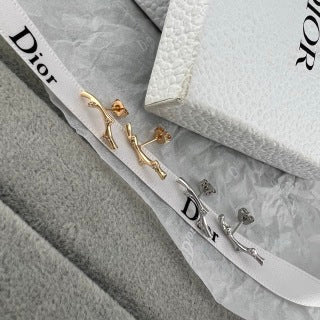 Dior CD Ribbon Knot Stud Earrings