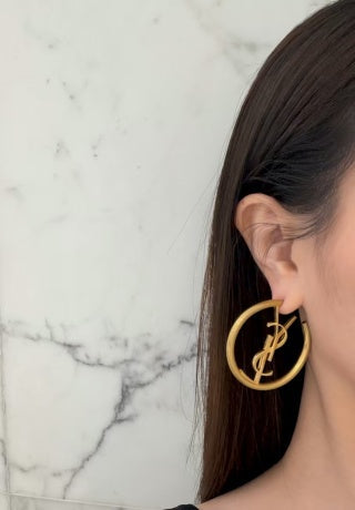 YSL Monogram Arc Hoop Earrings