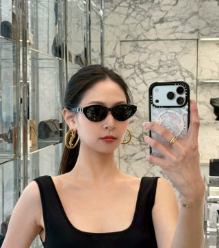 YSL Monogram Arc Hoop Earrings