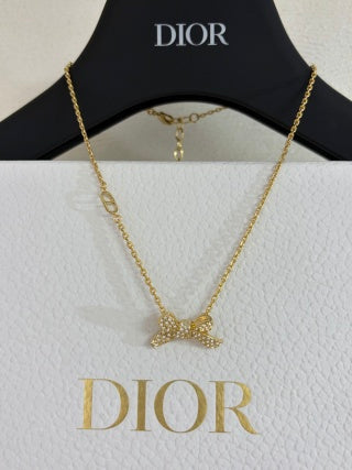 Dior Butterfly Crystal Gold Chain Necklace