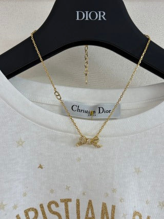 Dior Butterfly Crystal Gold Chain Necklace