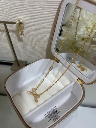 Dior Butterfly Crystal Gold Chain Necklace