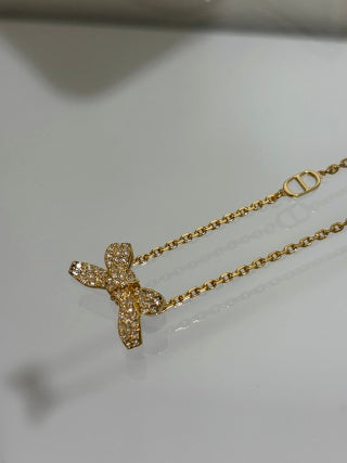 Dior Butterfly Crystal Gold Chain Necklace