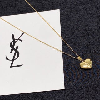 YSL Heart Charm Layered Chain Necklace