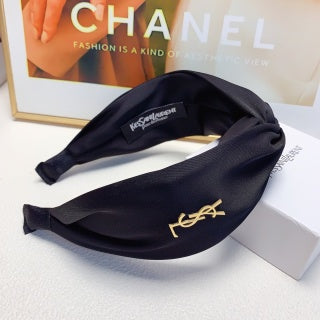 YSL Satin Monogram Knot Headband