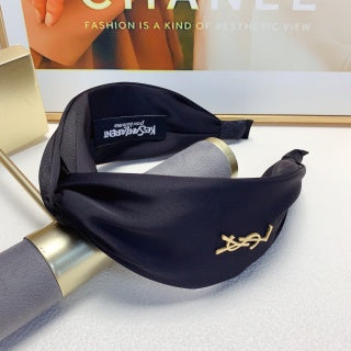 YSL Satin Monogram Knot Headband