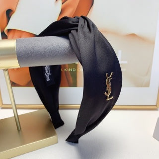 YSL Satin Monogram Knot Headband