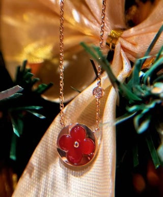 Louis Vuitton Blossom Red Flower Pendant Necklace